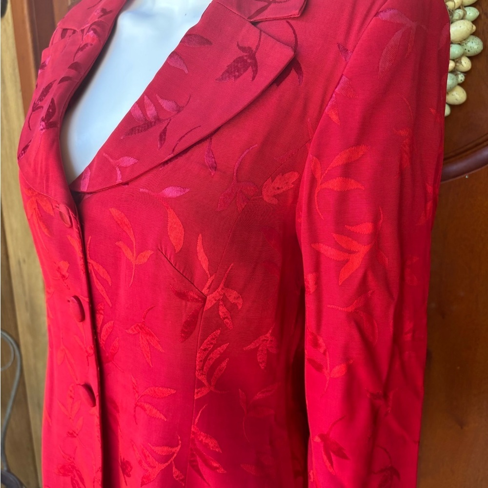 Red Hugo Buscati long floral print jacket - Picture 2 of 9